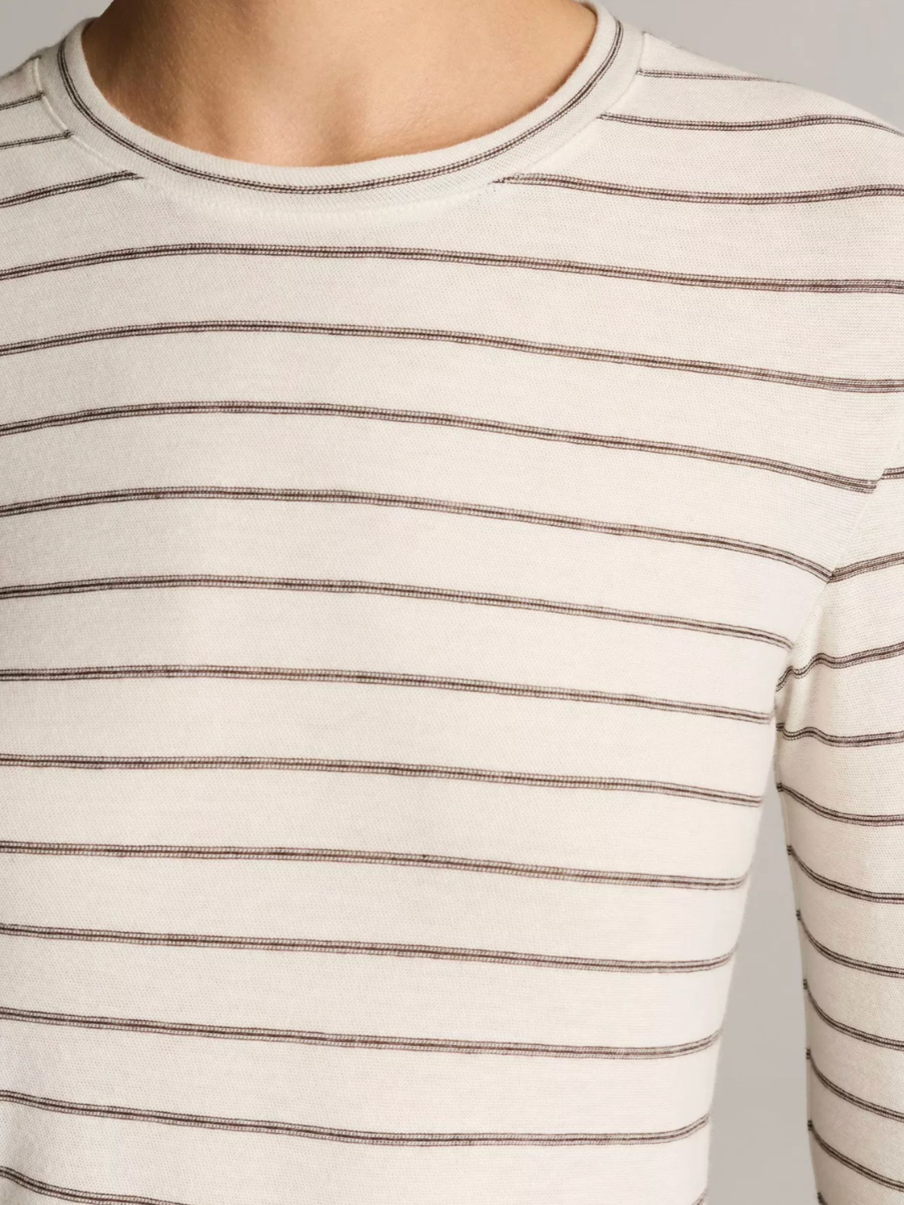 Striped Cotton Long-Sleeve T-Shirt - Off White Combo by Vince — view 3