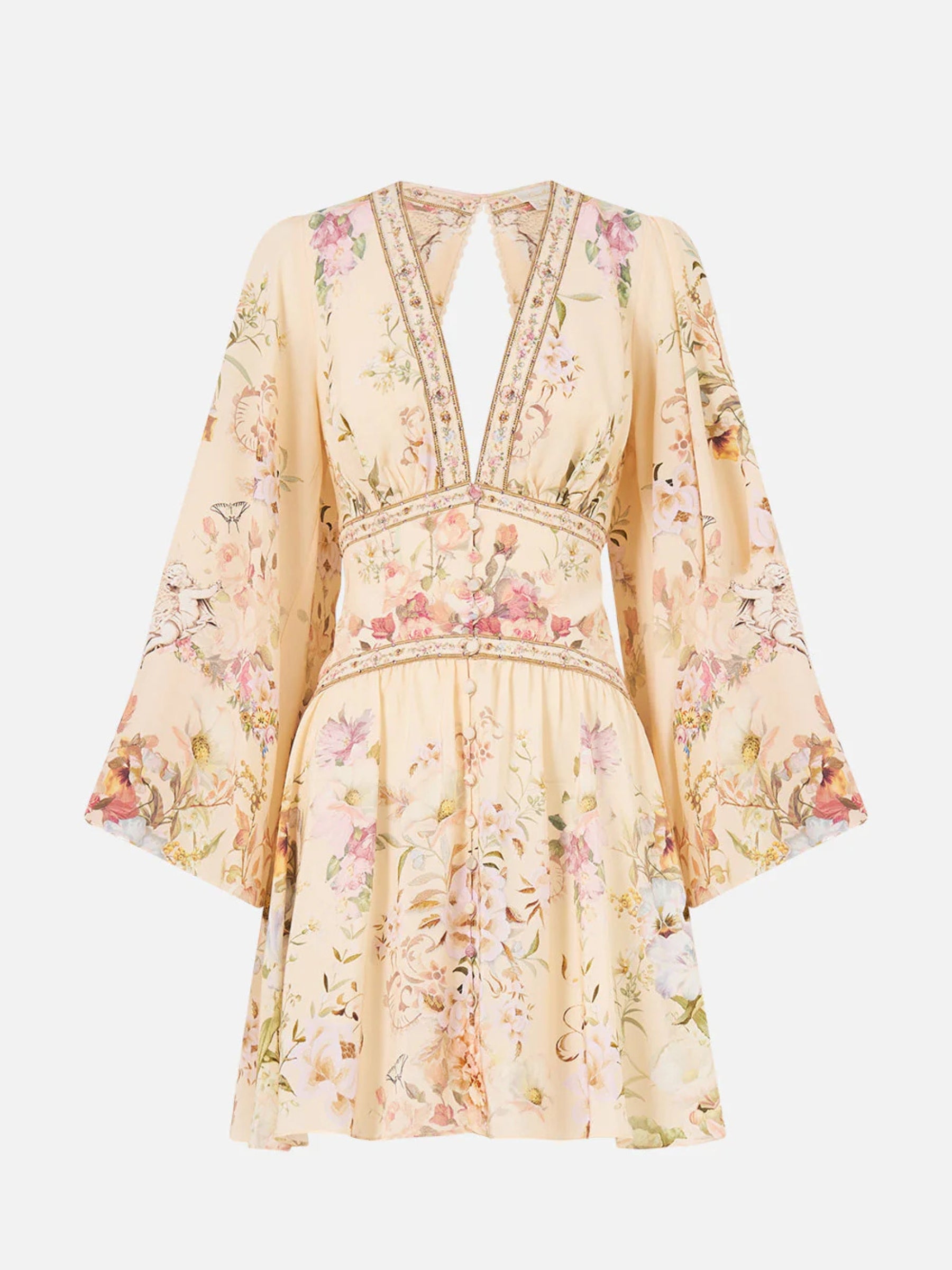 Button Down Short Dress w/ Open Back - Adorned in Aranjuez