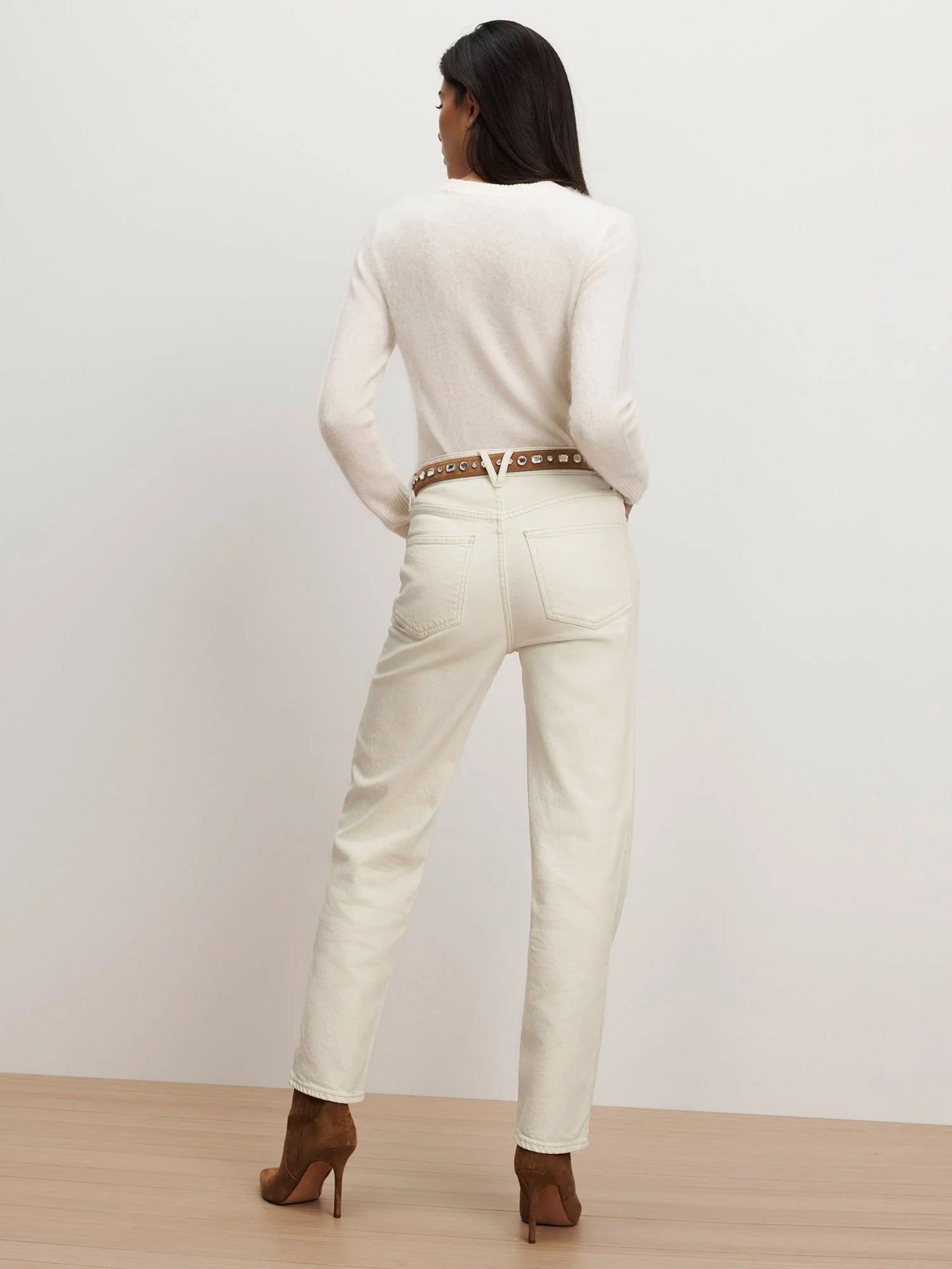 Leah Mid Rise Straight Leg - Ecru