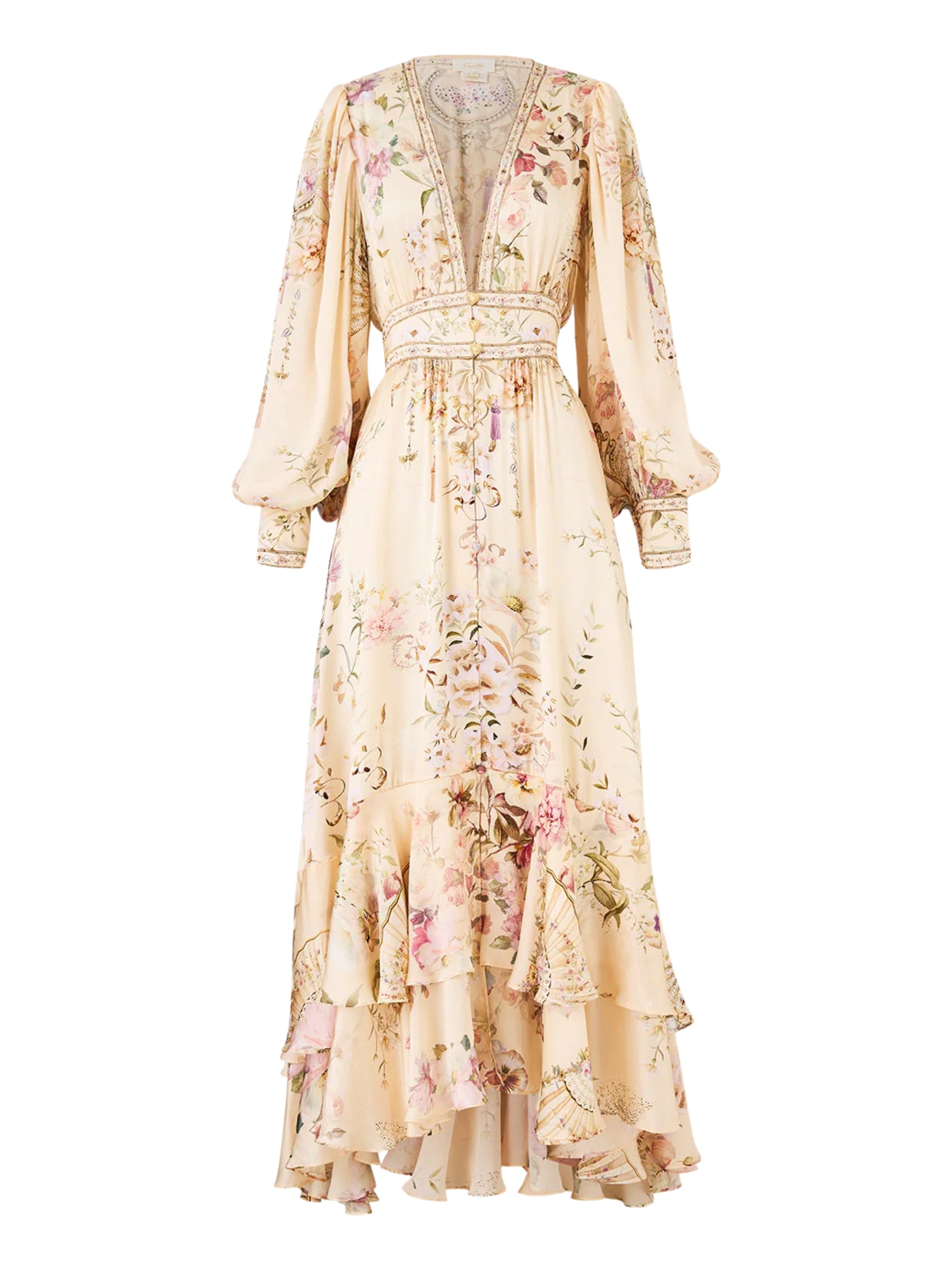 Long Button Front Dress - Adorned in Aranjuez