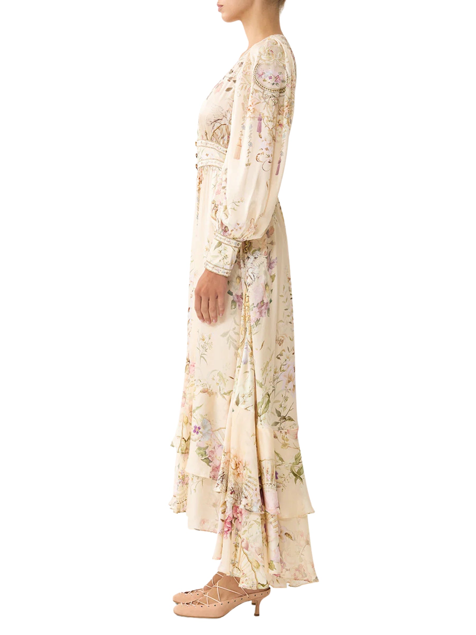Long Button Front Dress - Adorned in Aranjuez