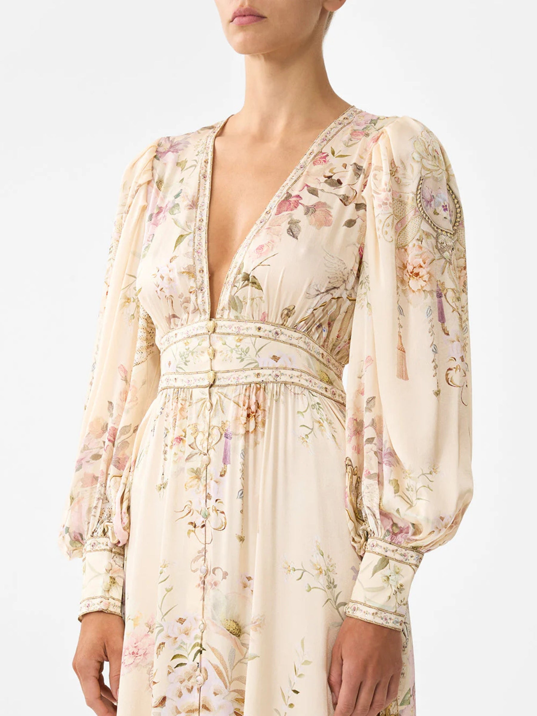 Long Button Front Dress - Adorned in Aranjuez