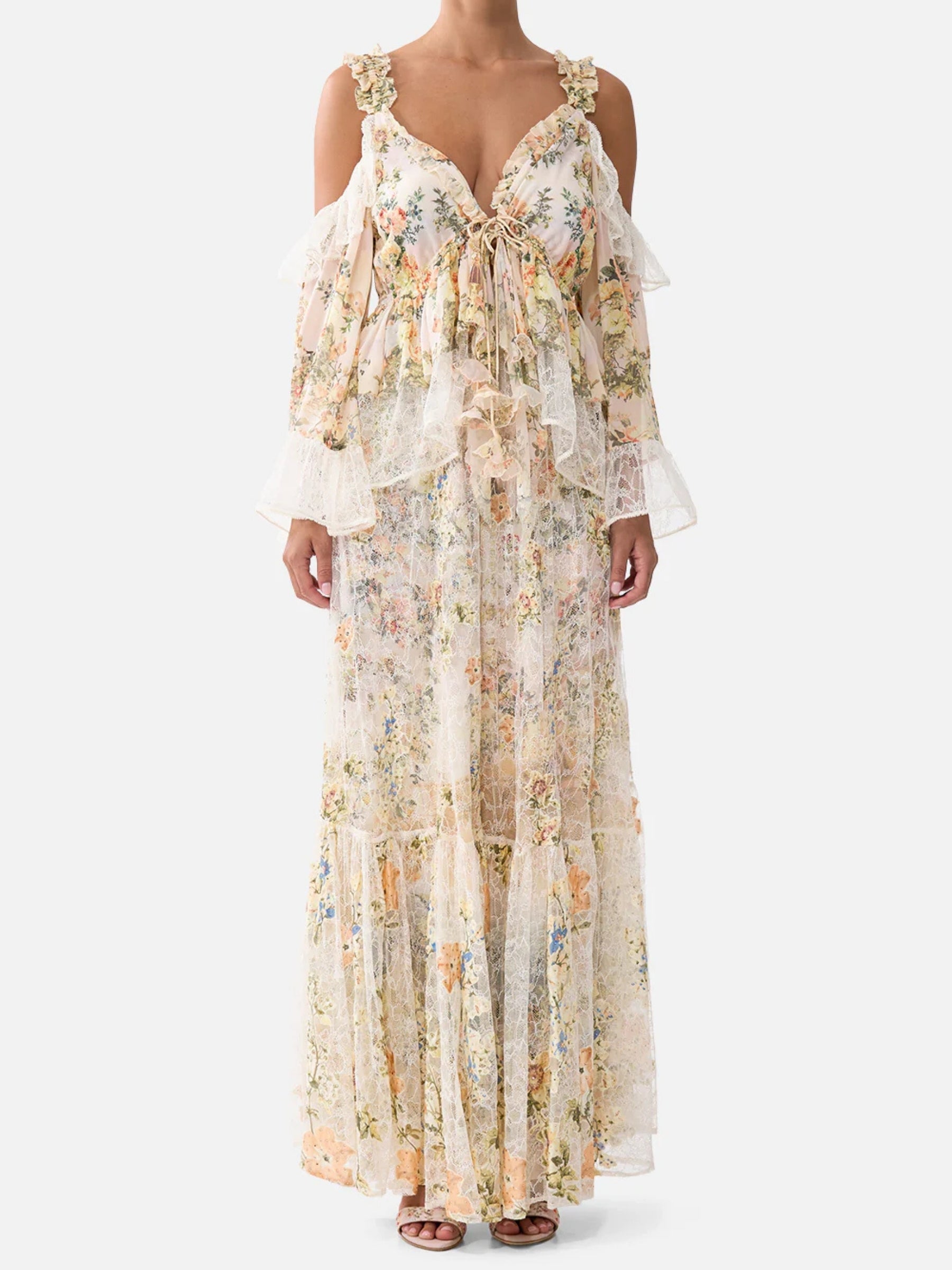 Cold Shoulder Ruffle Top - Twilight in Istanbul