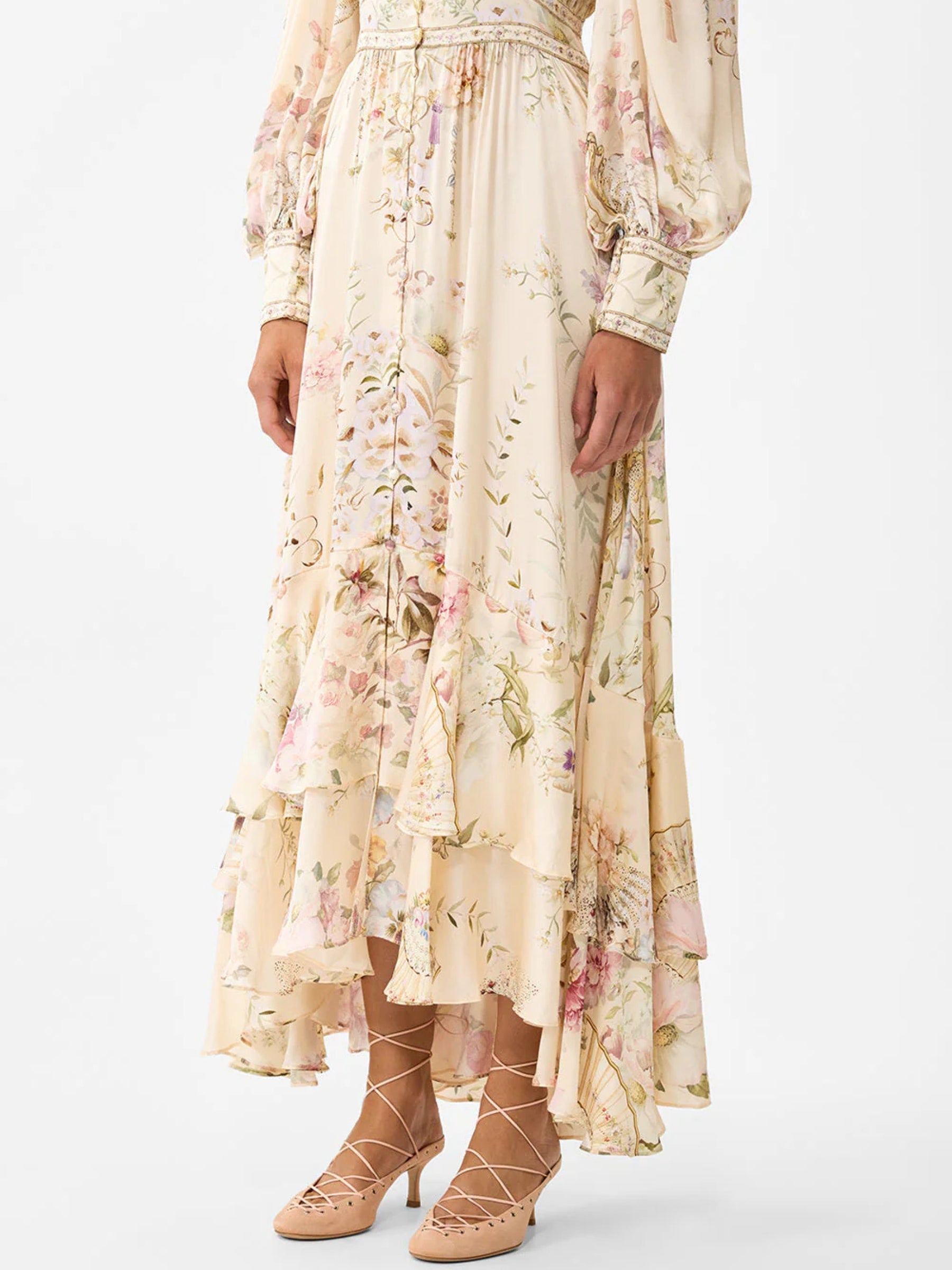Long Button Front Dress - Adorned in Aranjuez