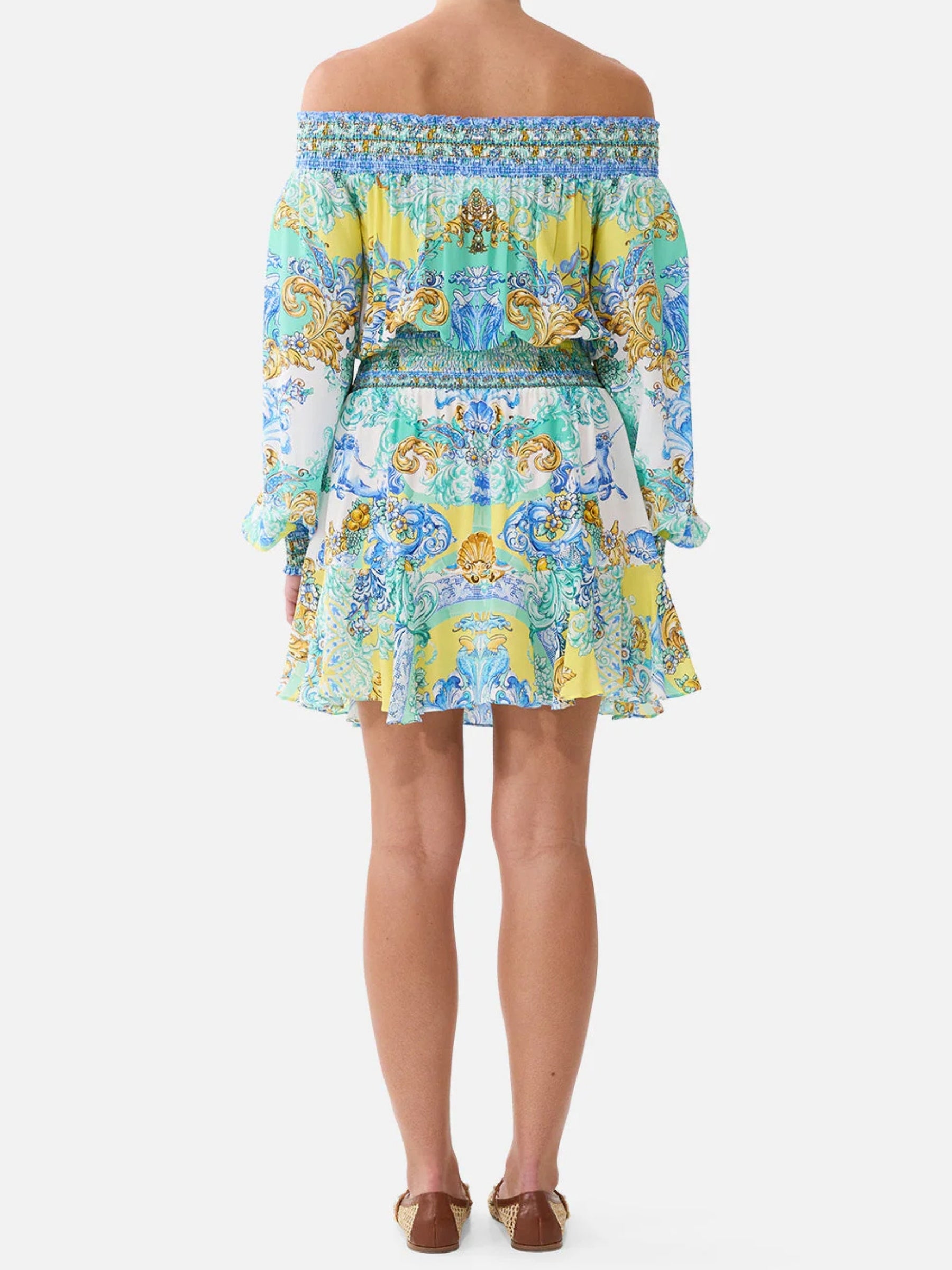 Off Shoulder Short Dress - Dial Up the Tiles