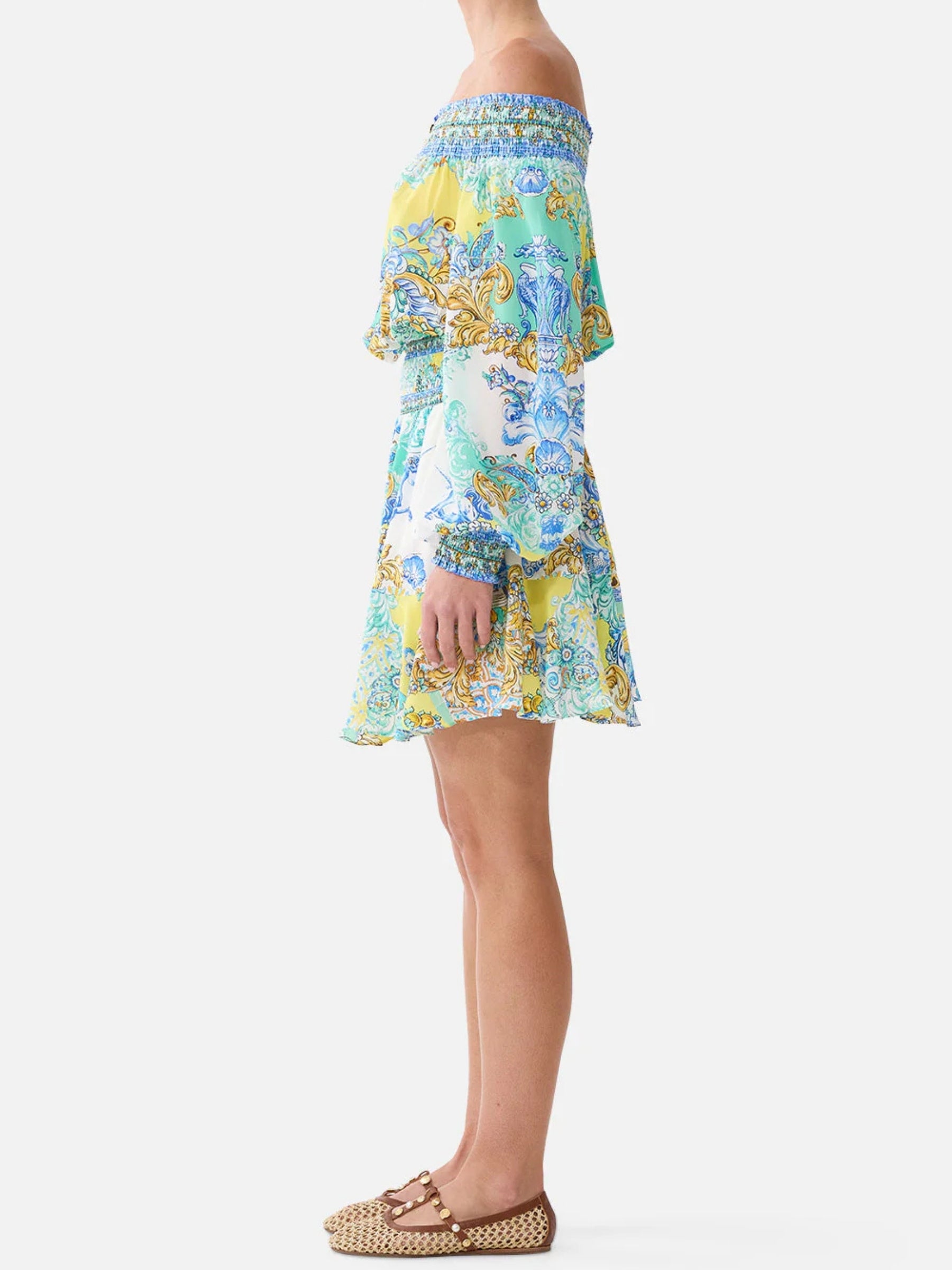 Off Shoulder Short Dress - Dial Up the Tiles