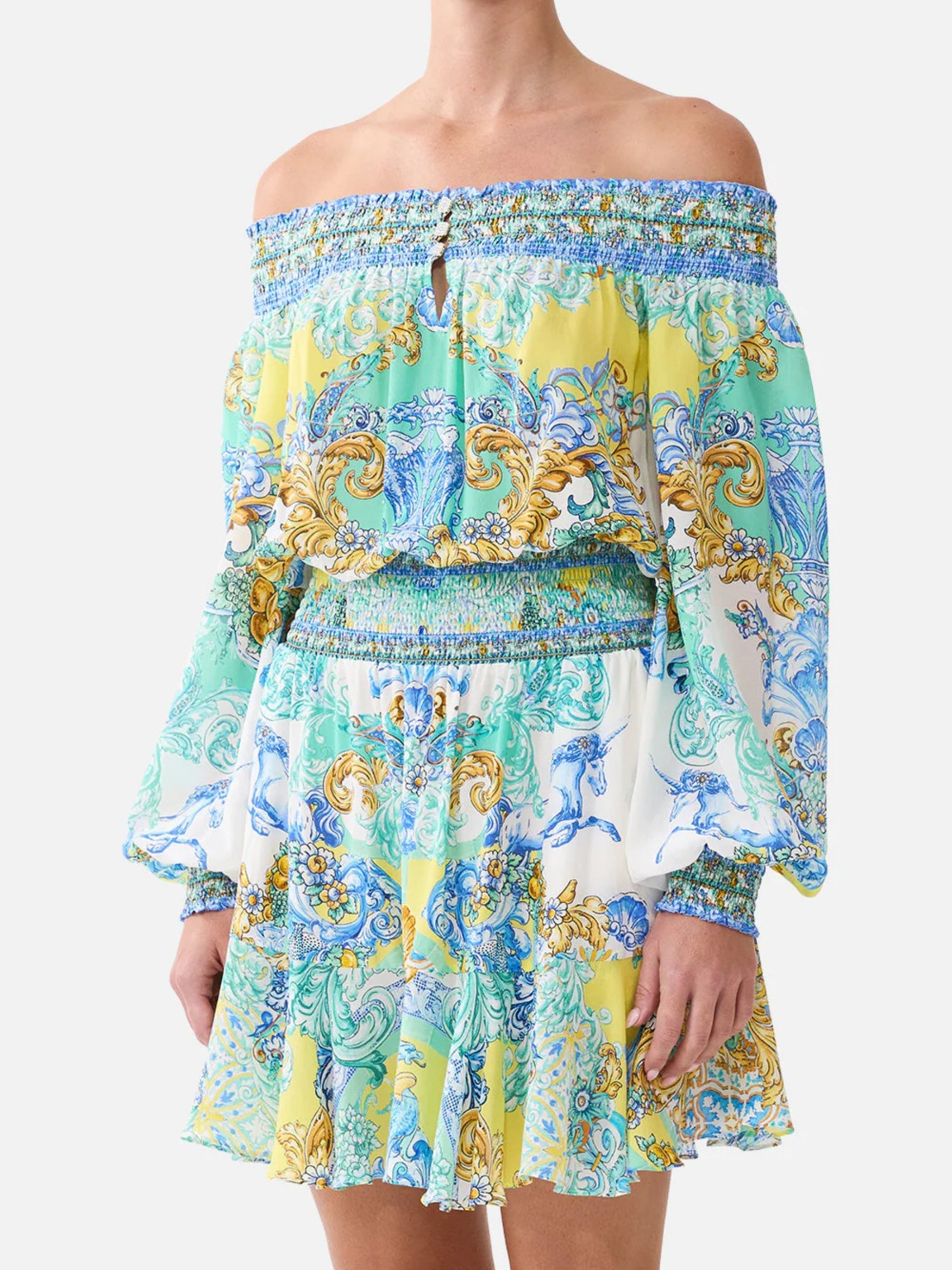 Off Shoulder Short Dress - Dial Up the Tiles