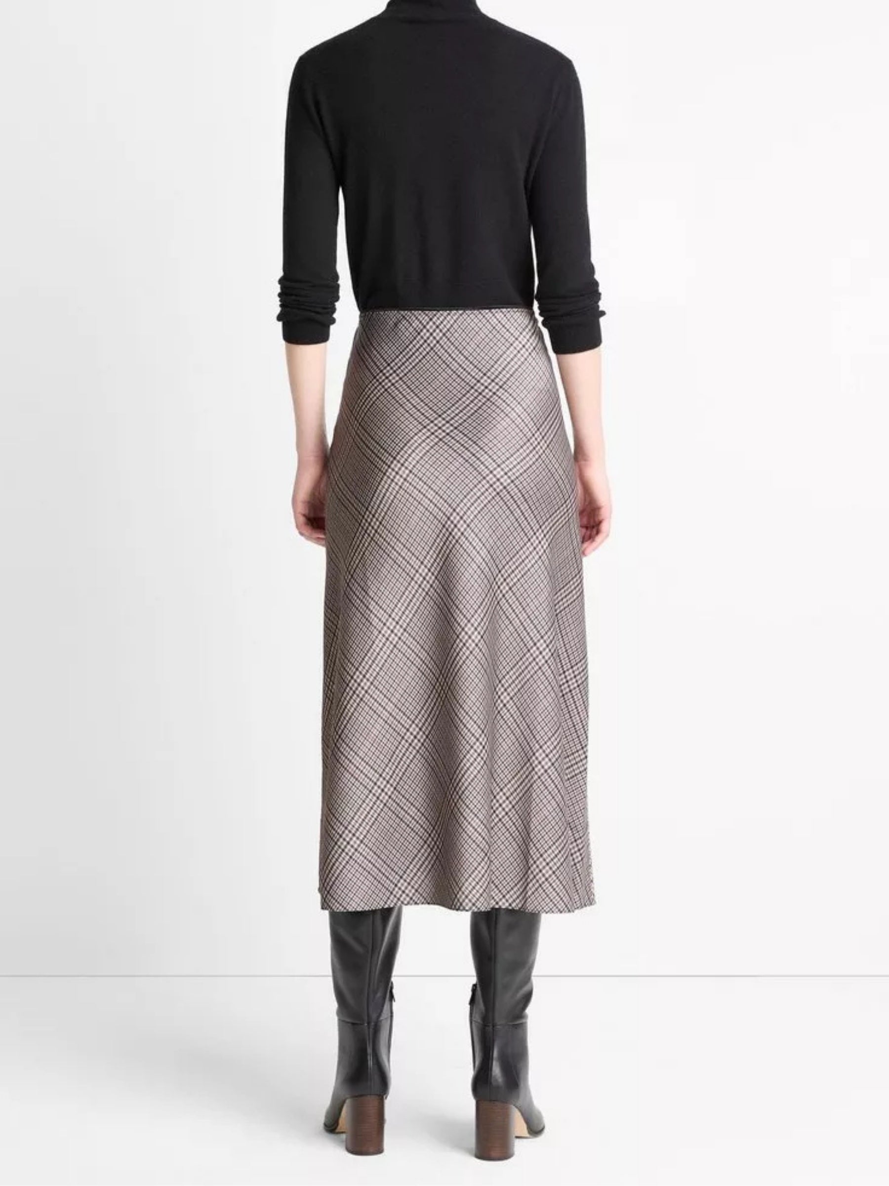 Pressed Plaid Shaped Hem Skirt - Multi Plaid