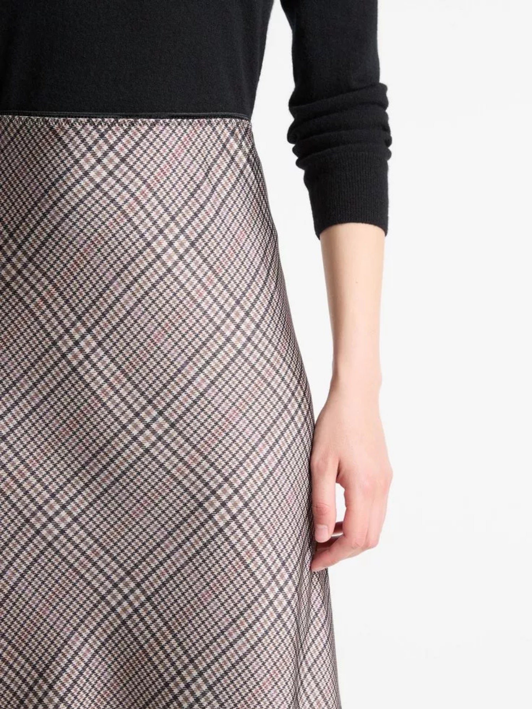 Pressed Plaid Shaped Hem Skirt - Multi Plaid