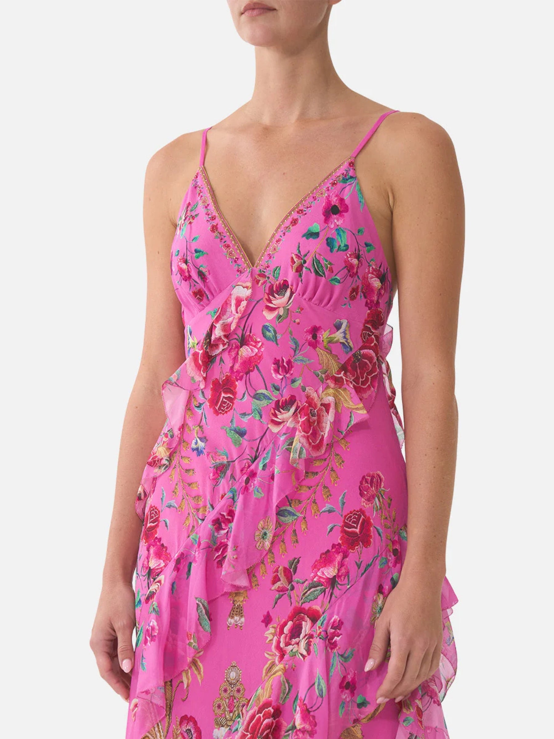 Asymmetrical Slip Dress - Matadora Flora