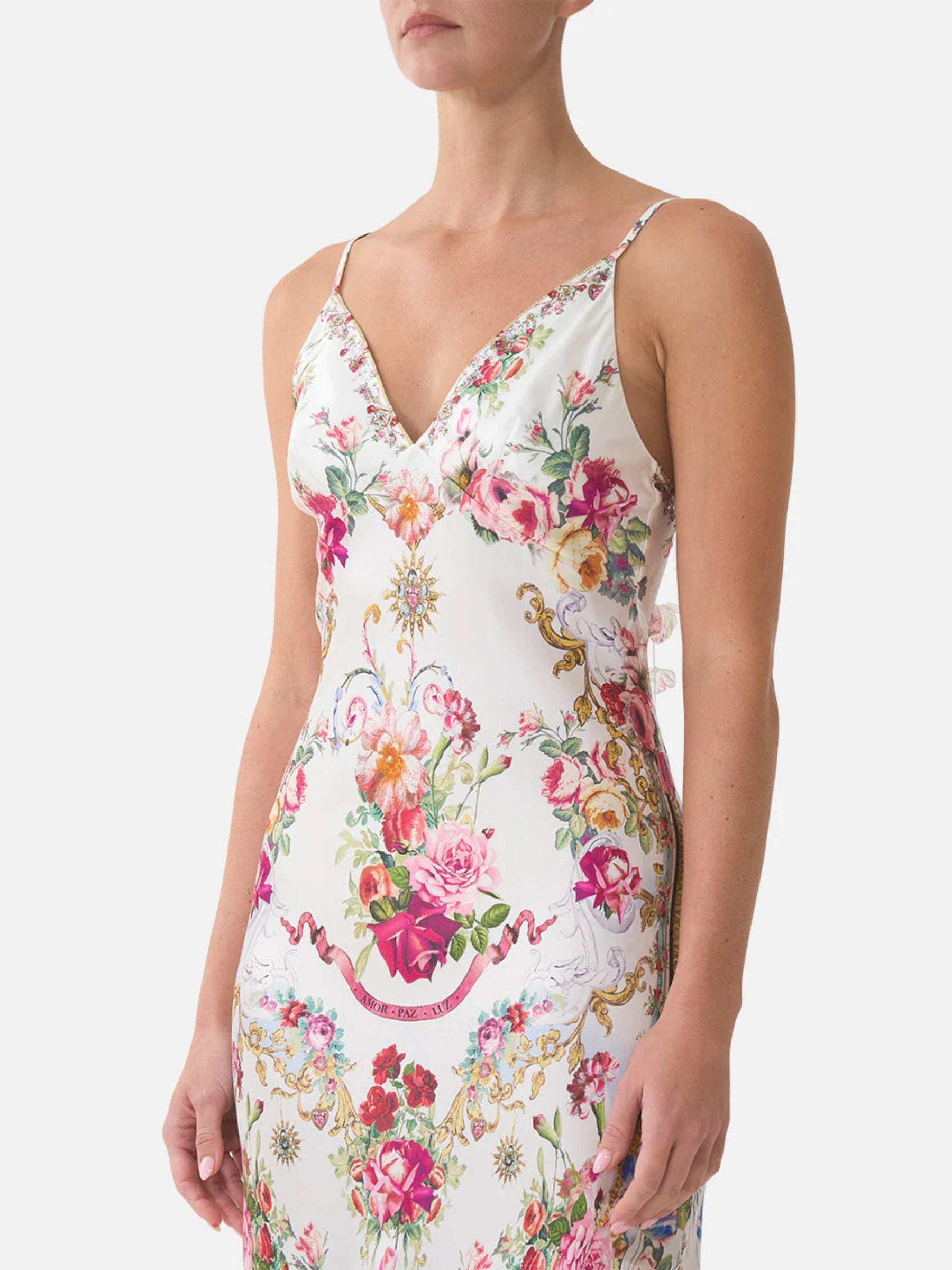 V Neck Slip Dress w/Flounce Hem - Torero Libertine