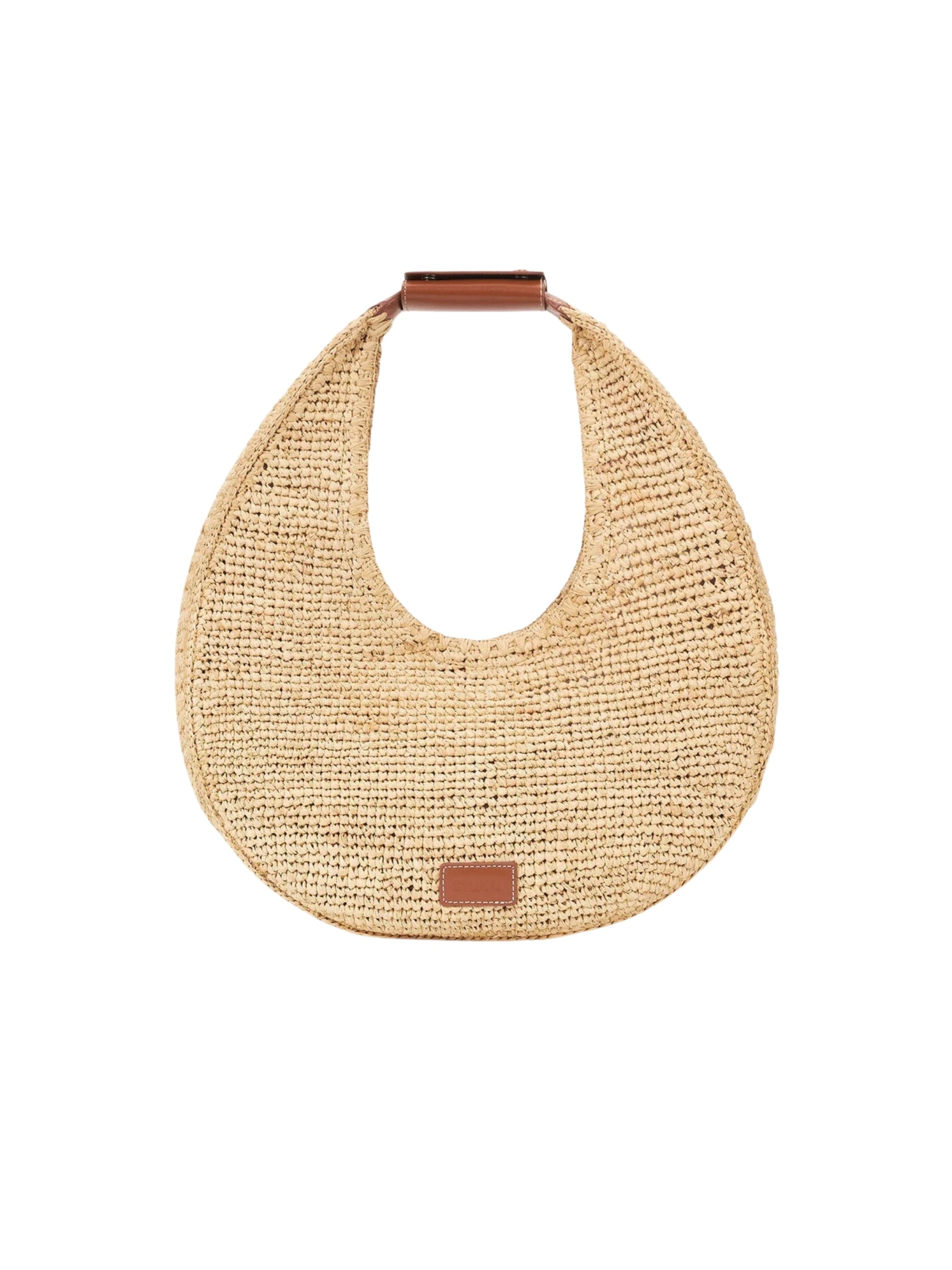 Large Moon Raffia Tote Bag - Natural