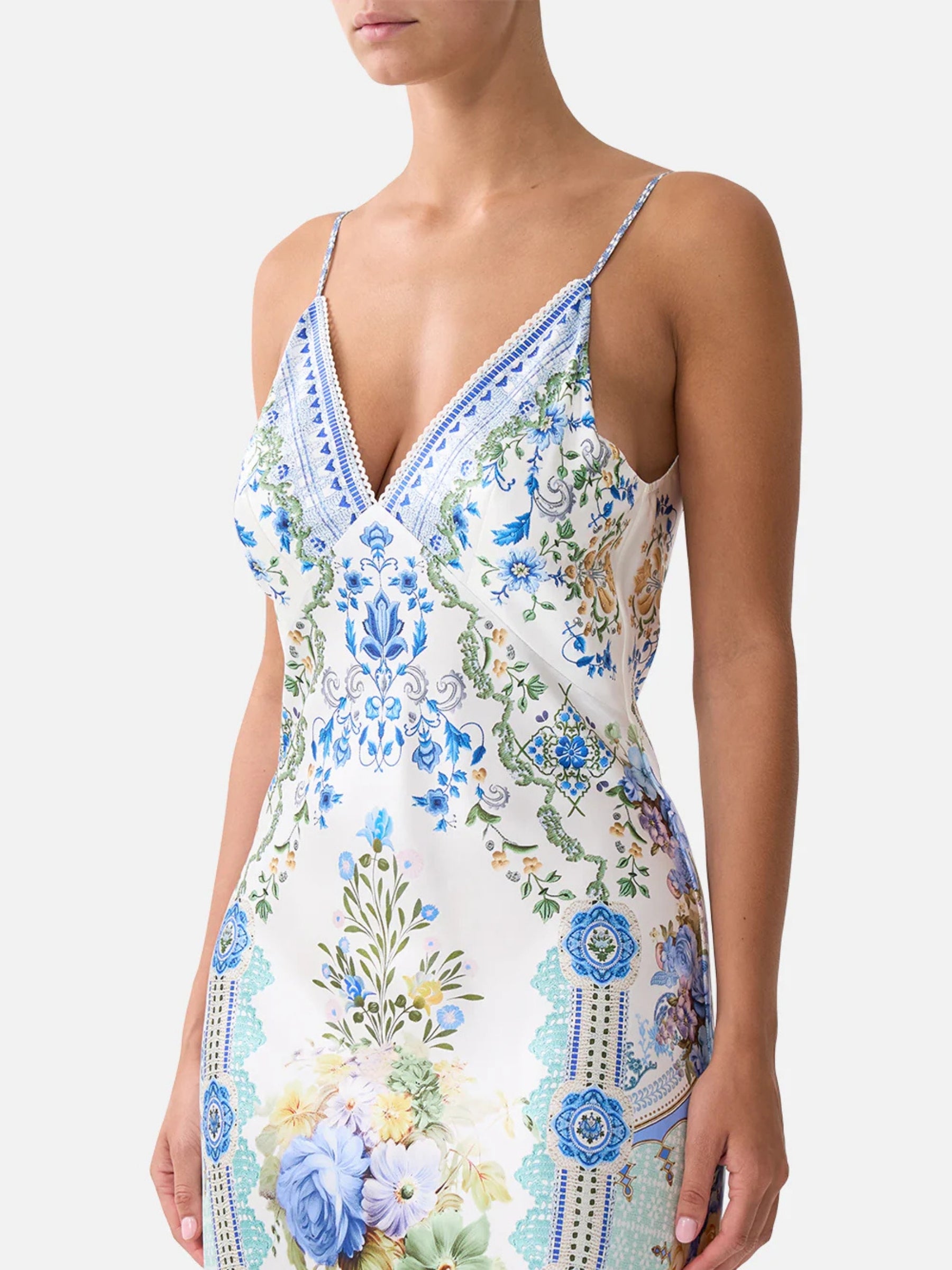 V Neck Full Length Bias Slip Dress - My Homespun Heart