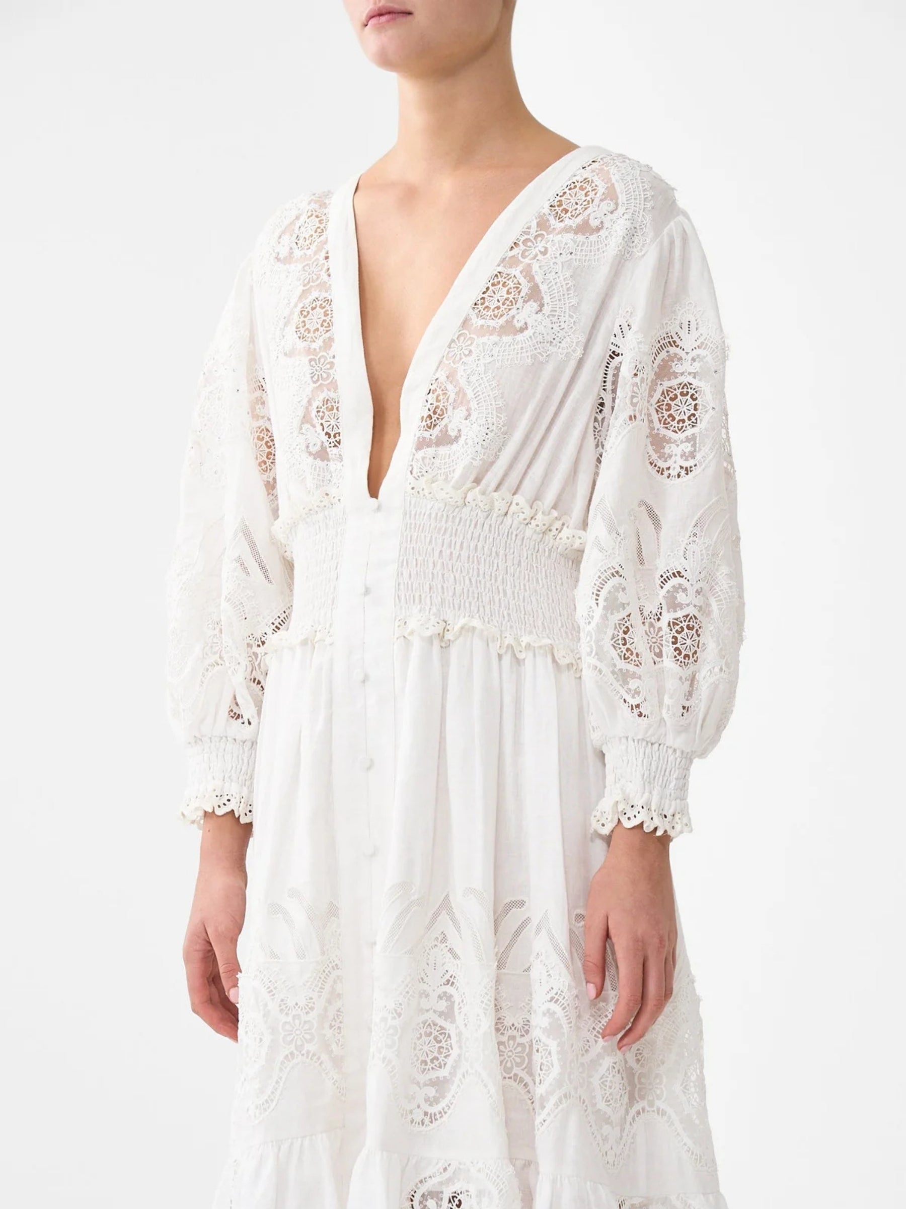 Shirred Waistband Long Dress - All About That lace