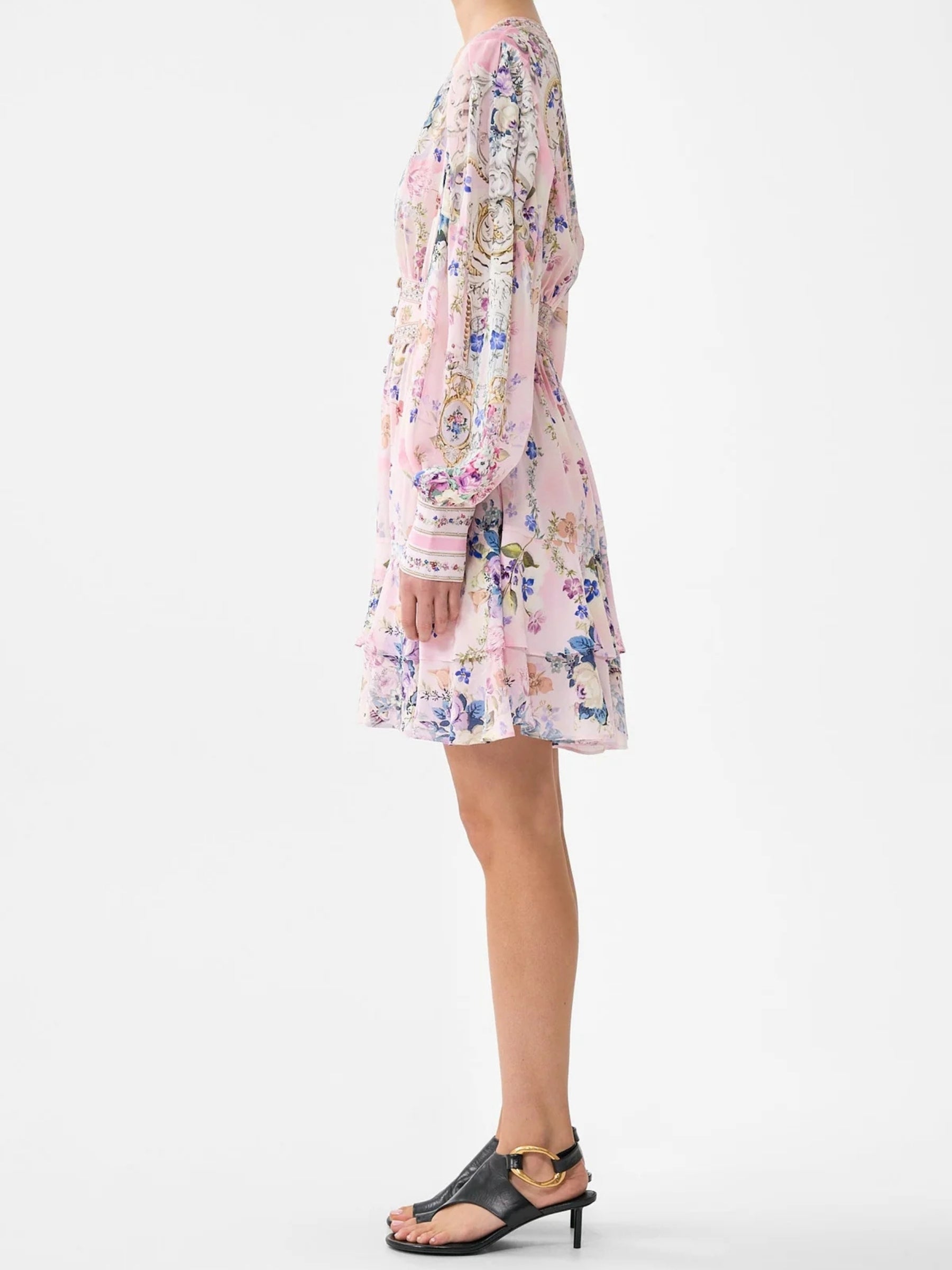 Button Front Frill Dress - Palatial Pastels