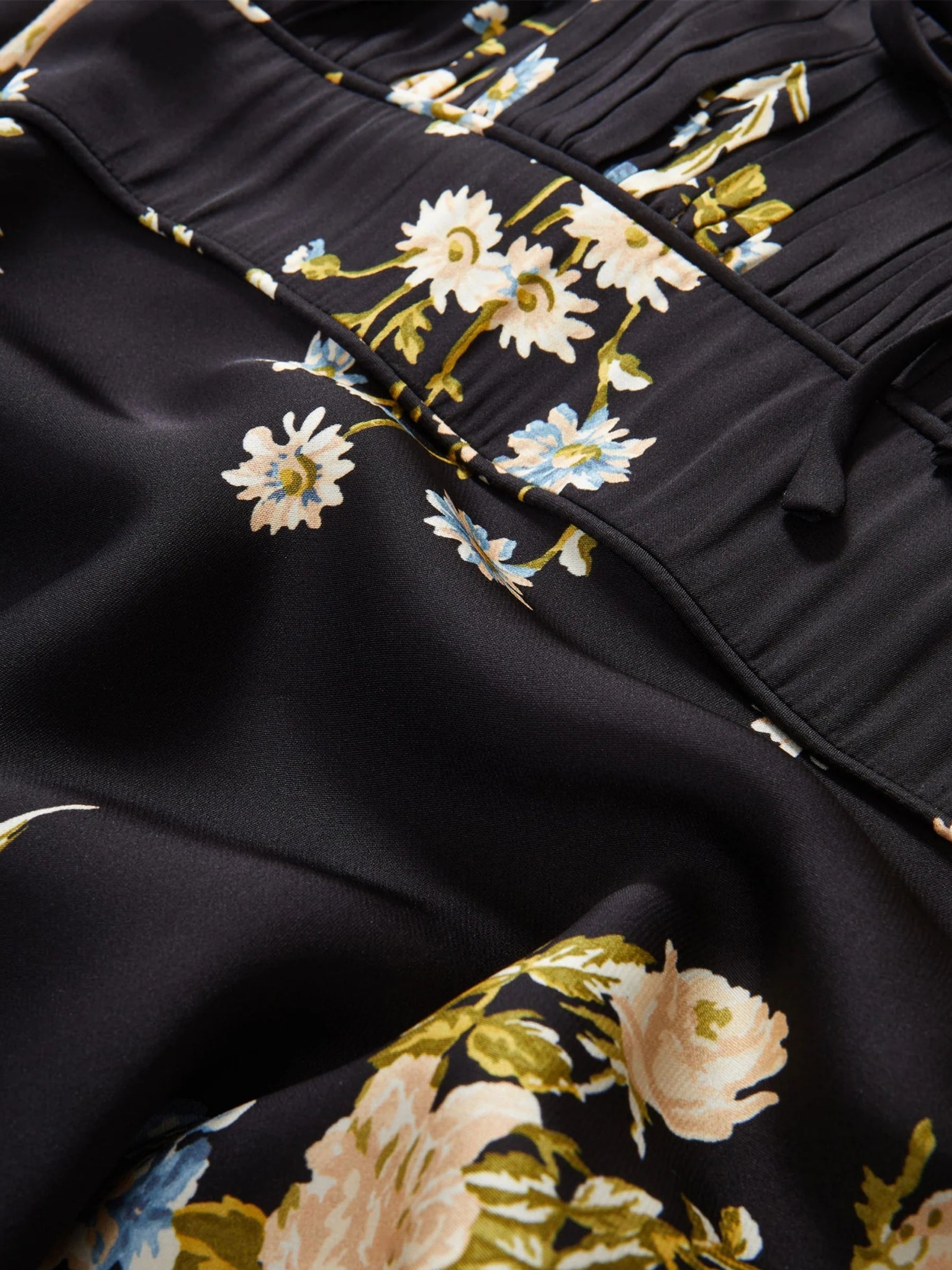 Veronica Beard Kieren Floral Slip Dress in Black Multi, floral fabric detail