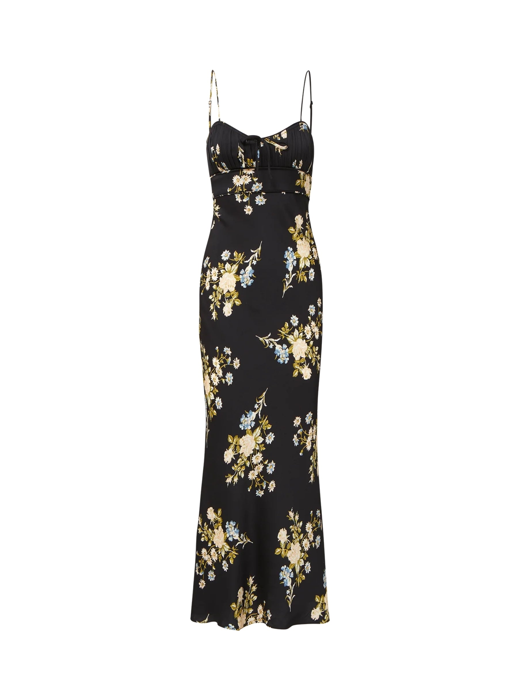 Veronica Beard Kieren Floral Slip Dress in Black Multi, product-only front view