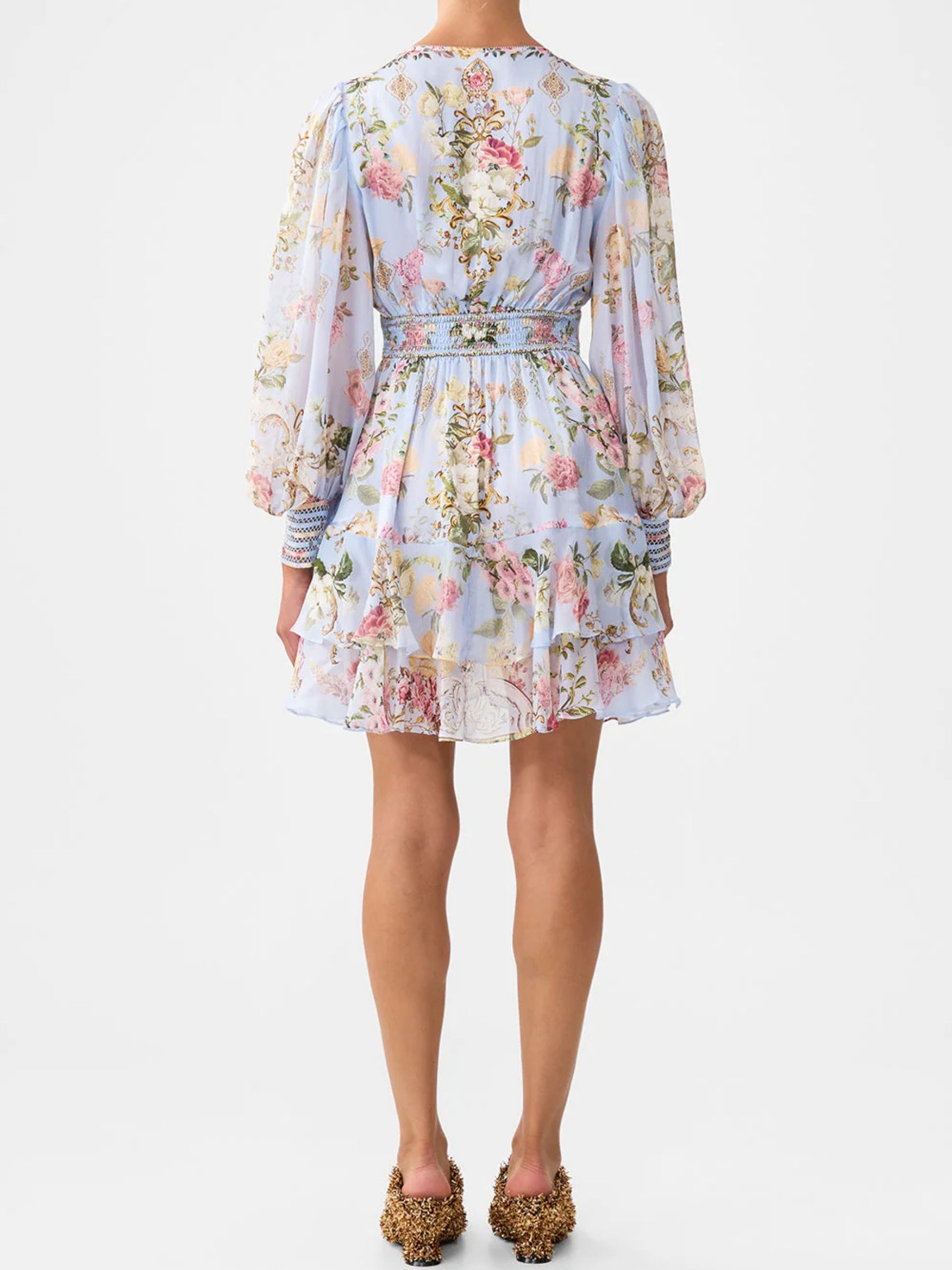 Button Front Frill Dress - Tiled in Time