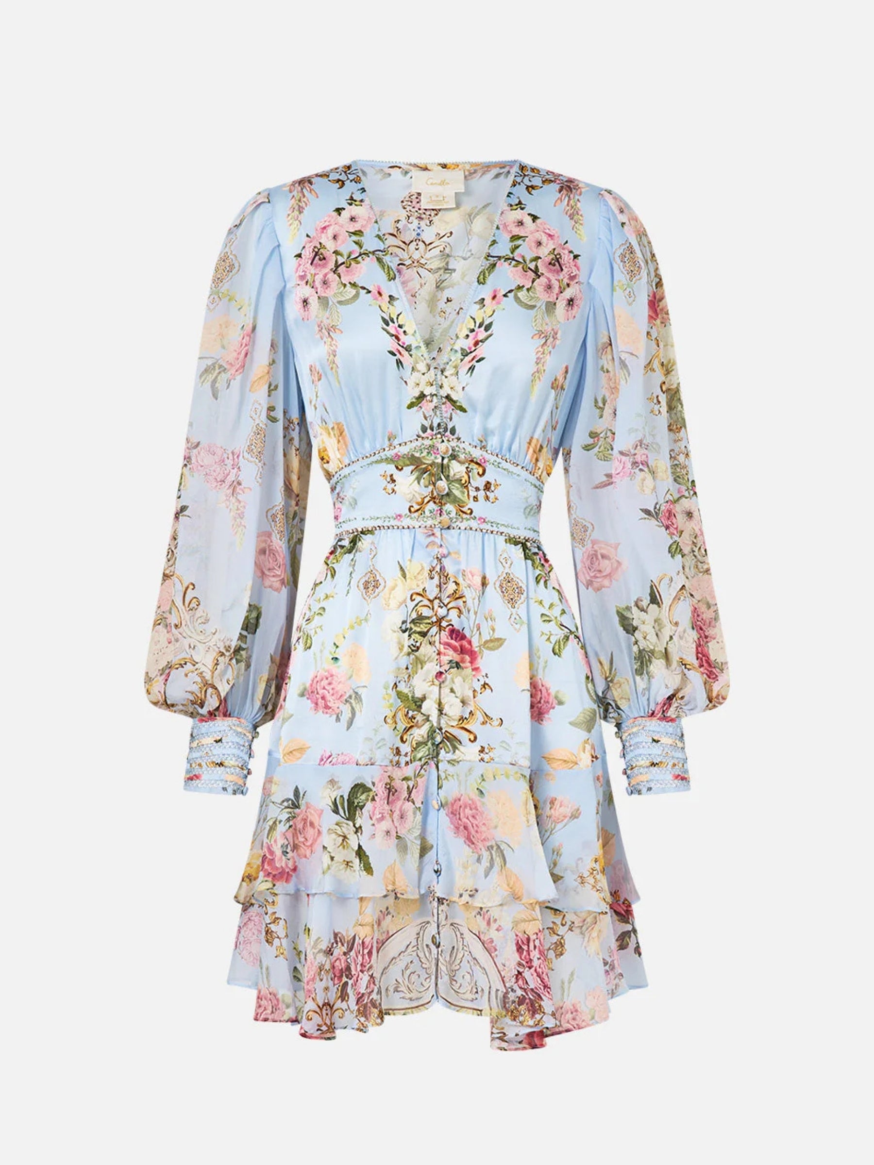 Button Front Frill Dress - Tiled in Time