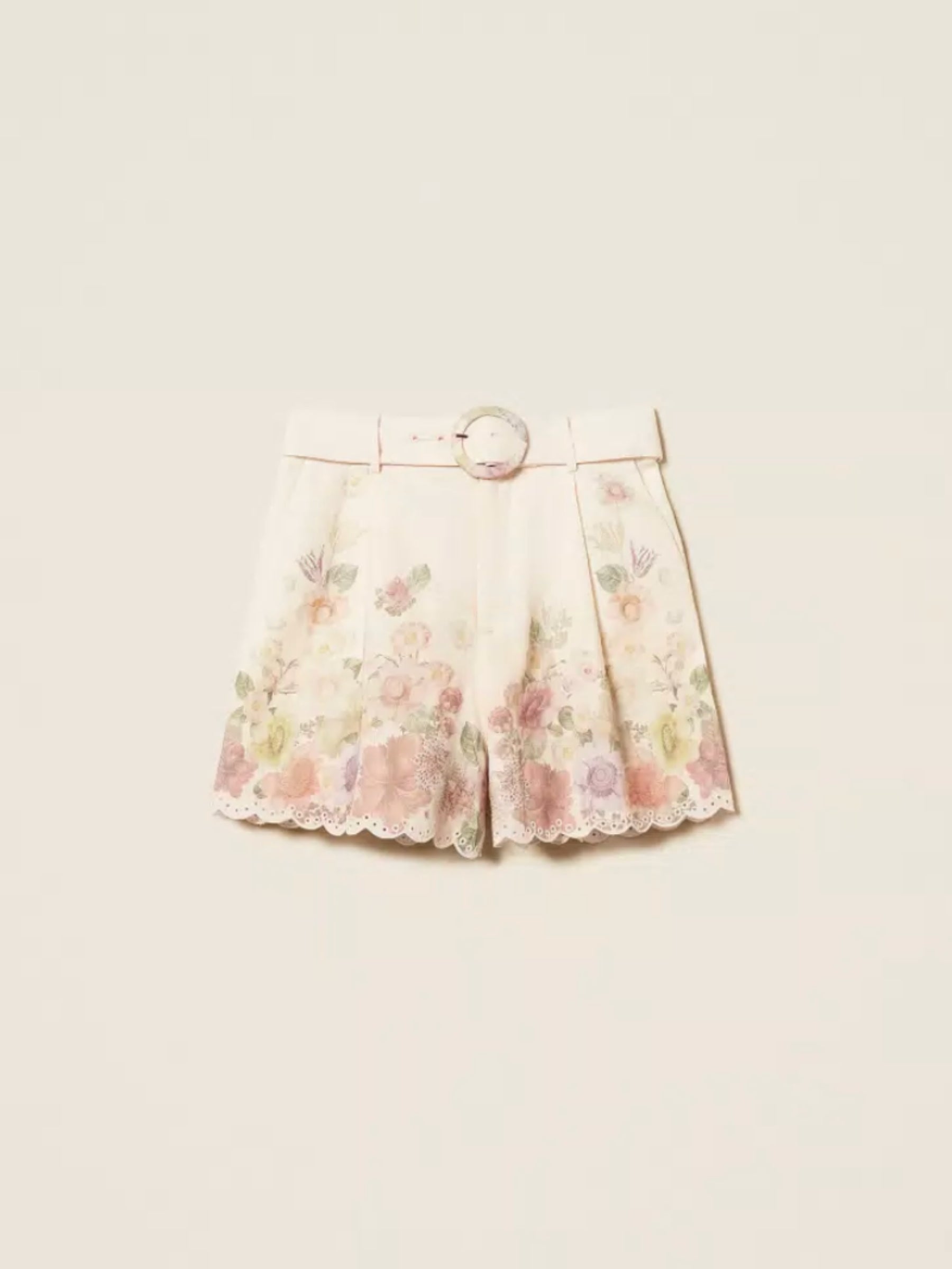 Linen Floral Shorts w Embroidery - Wildflower Pastel