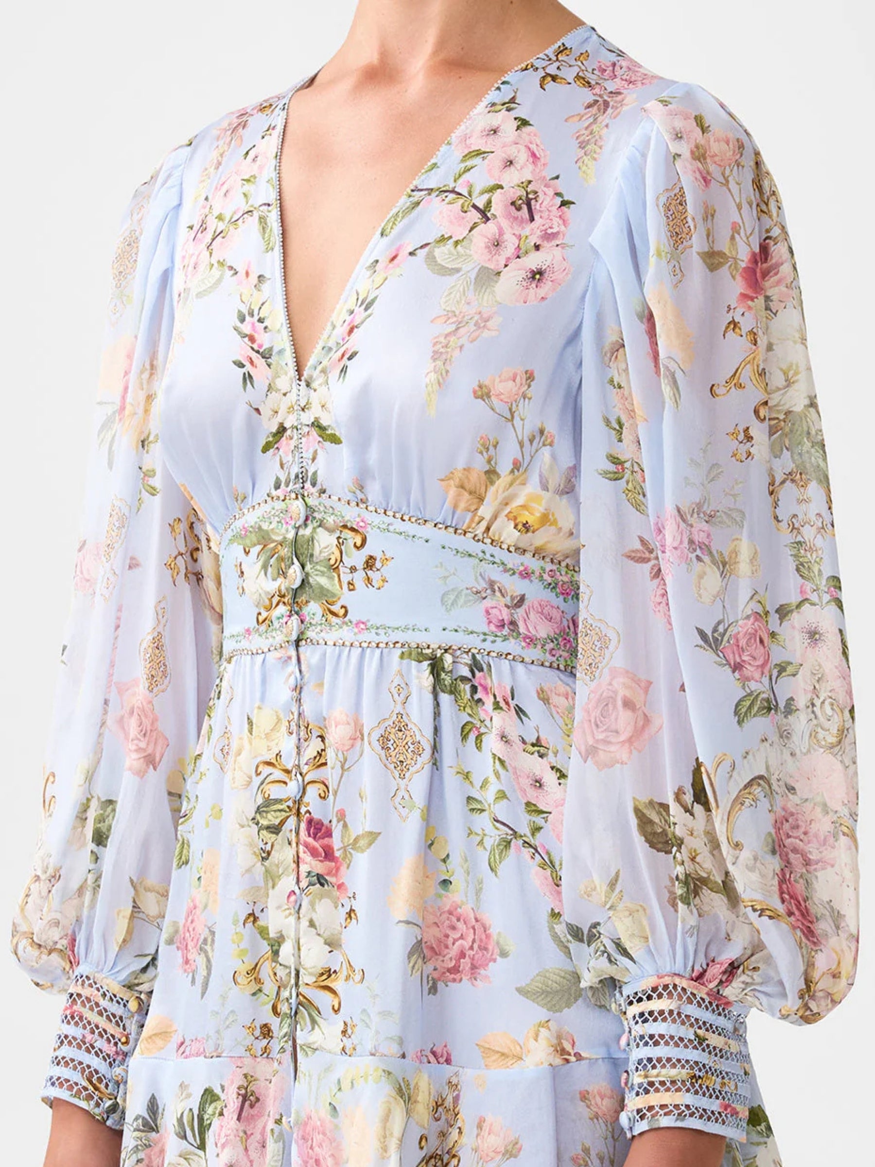 Button Front Frill Dress - Tiled in Time