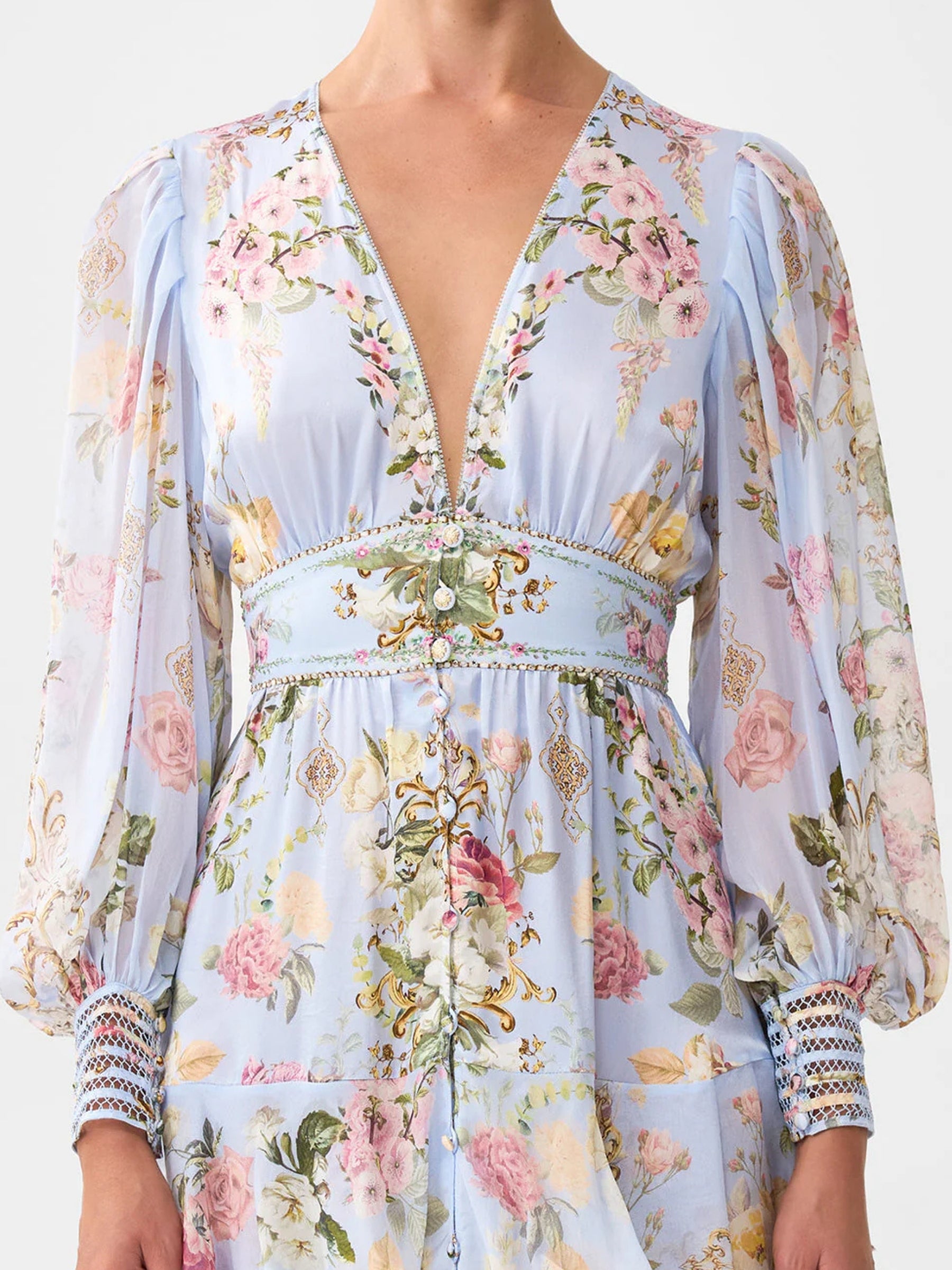 Button Front Frill Dress - Tiled in Time