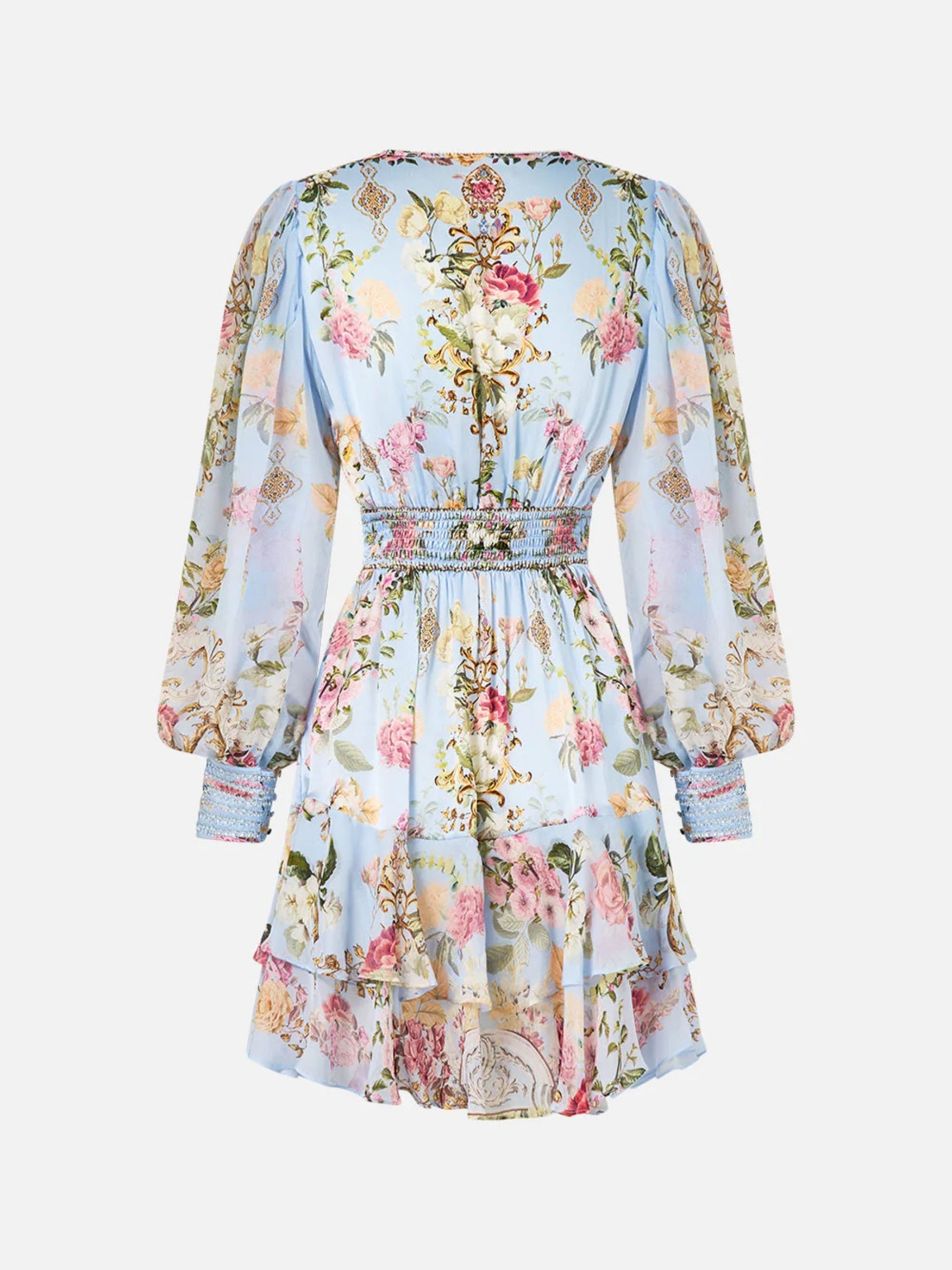 Button Front Frill Dress - Tiled in Time