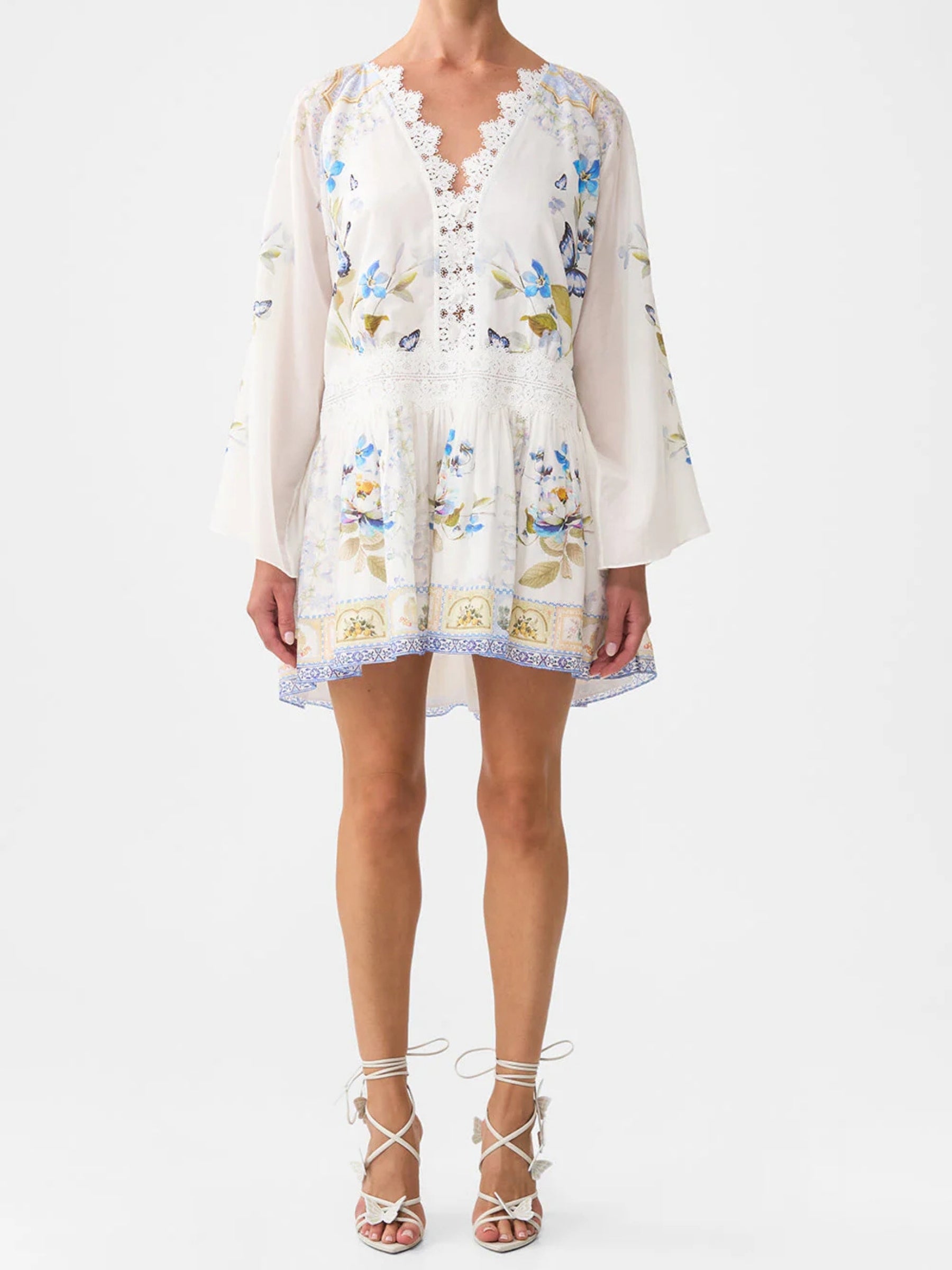 Relaxed Short Dress with Drop Waist - Botanical Ballads