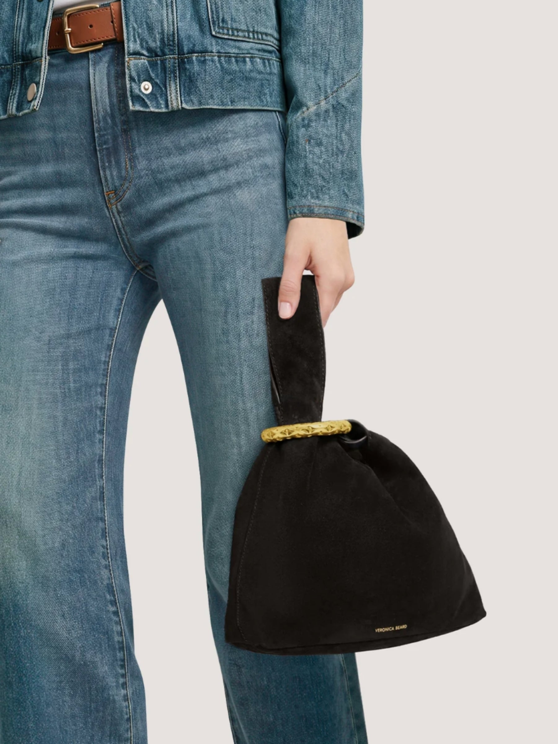 Suede Swing Clutch - Black