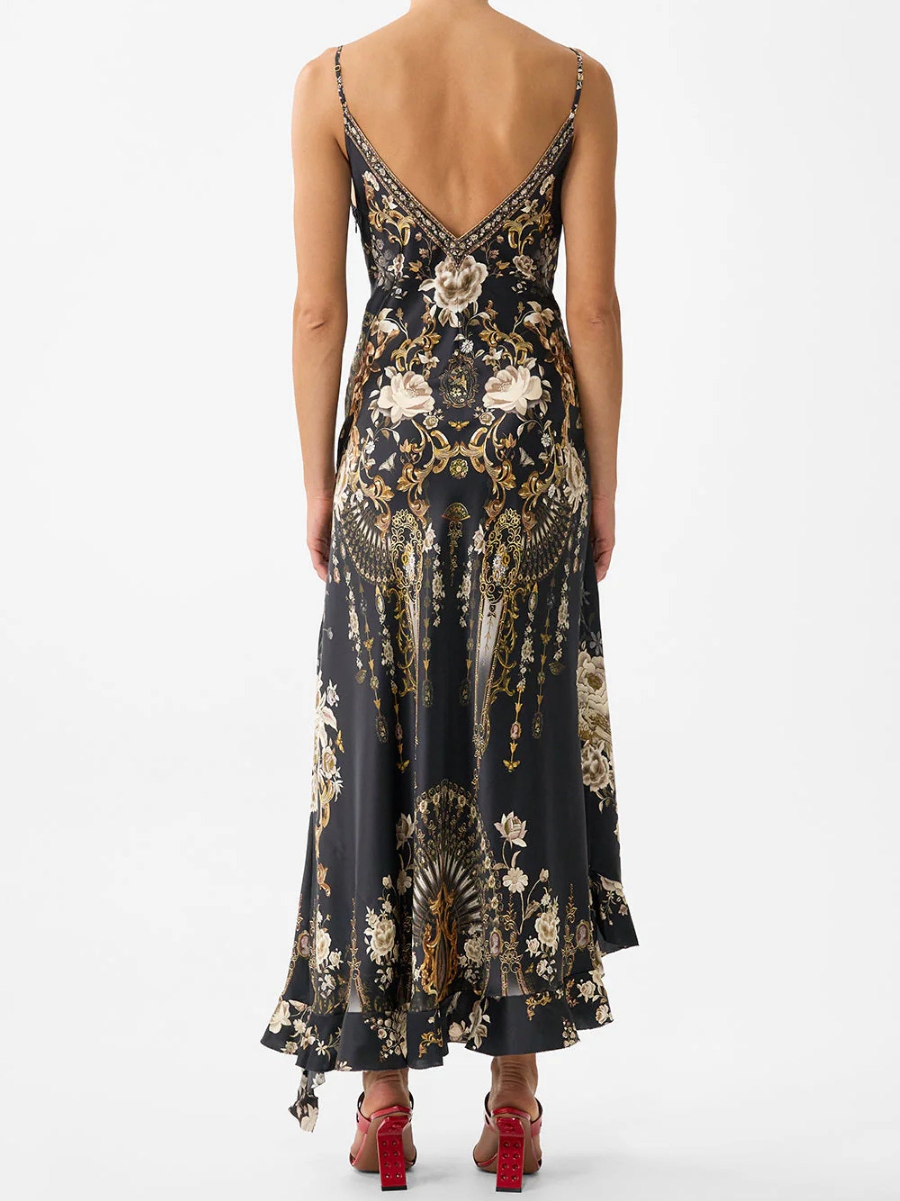 Bias Slip Dress w/ Frill Hem - Flamenco Folklore