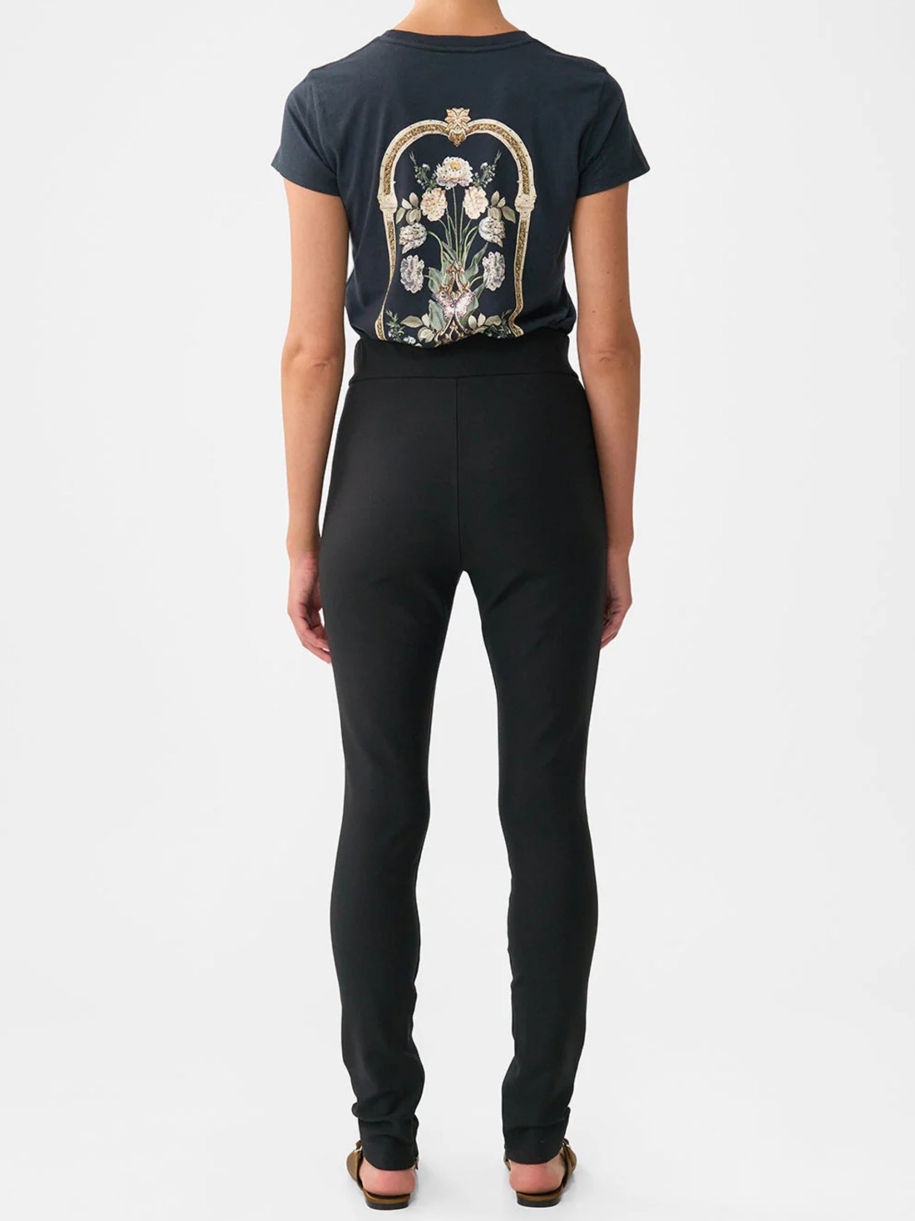 Button Embellished Ponte Pant - Ottoman Elegance
