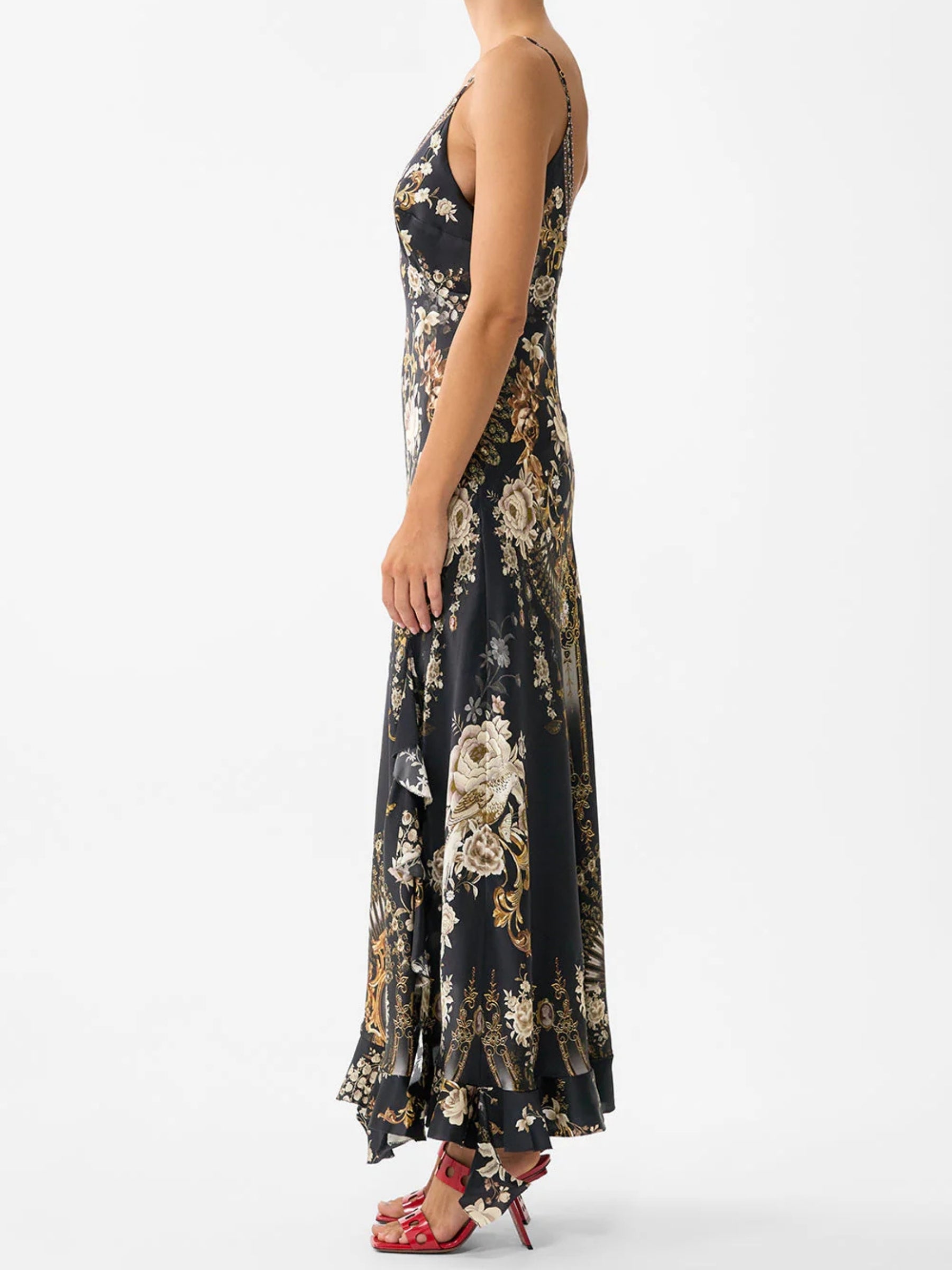 Bias Slip Dress w/ Frill Hem - Flamenco Folklore