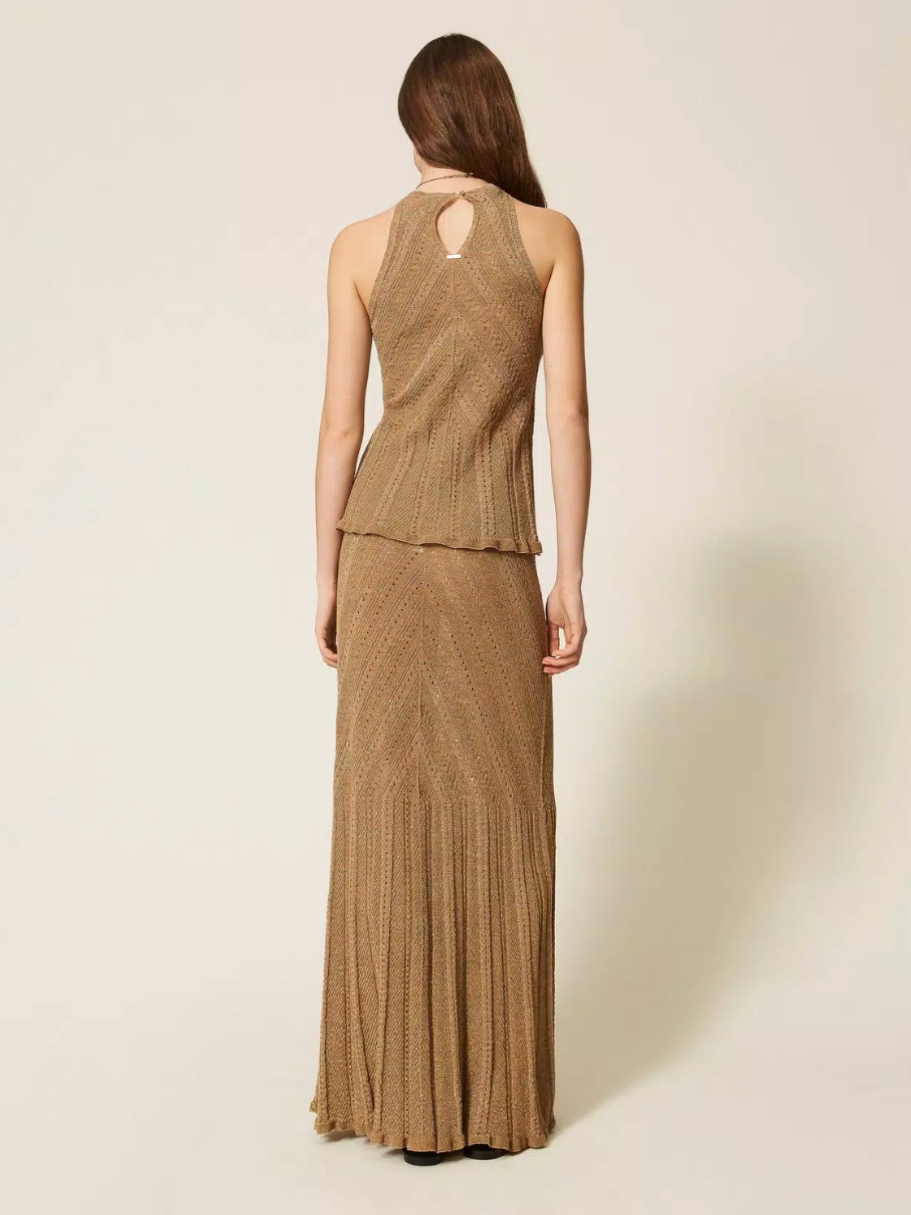 Knit Linen & Lurex Skirt - Golden